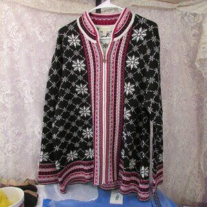 Appleseed's Womens Plus Size 2X Fair Isle Full Zip Cardigan New